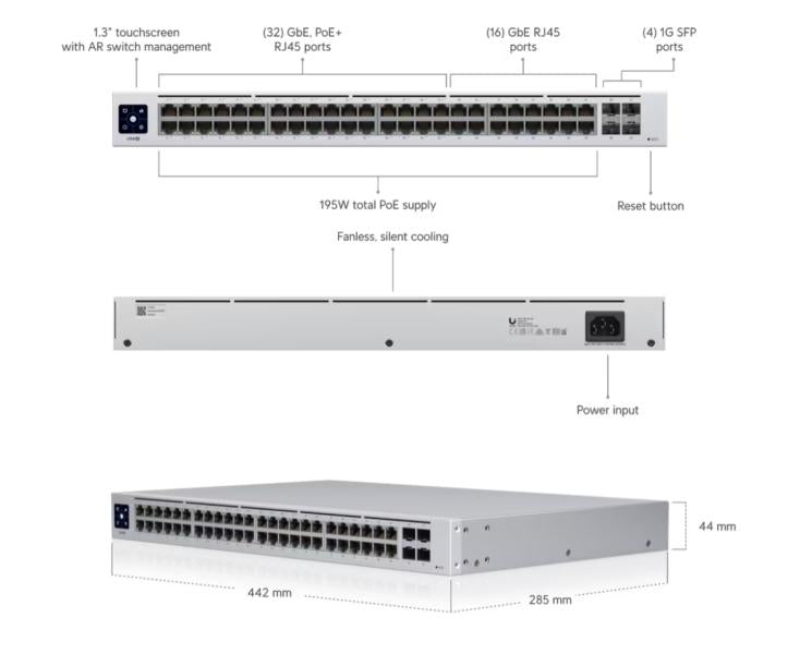 UniFi Switch Gen 2 - 48 poort, 195W PoE budget
