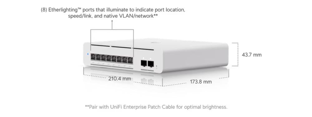 UniFi Switch Pro XG 8 PoE - 8 poort 155W PoE budget