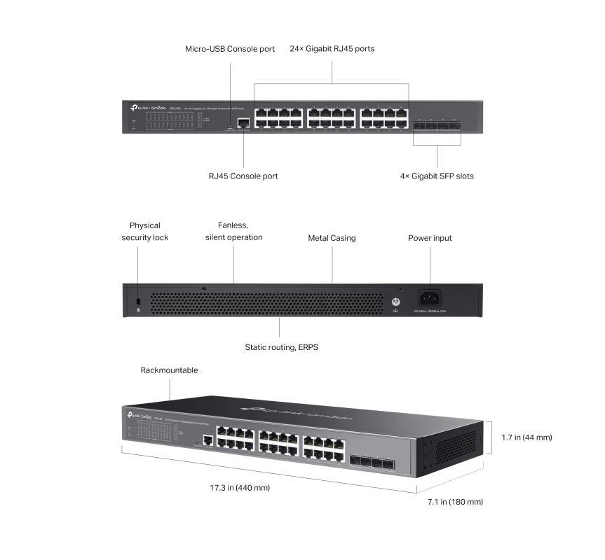 Omada TL-SG3428 - 24-poorts GbE switch, No PoE Budget