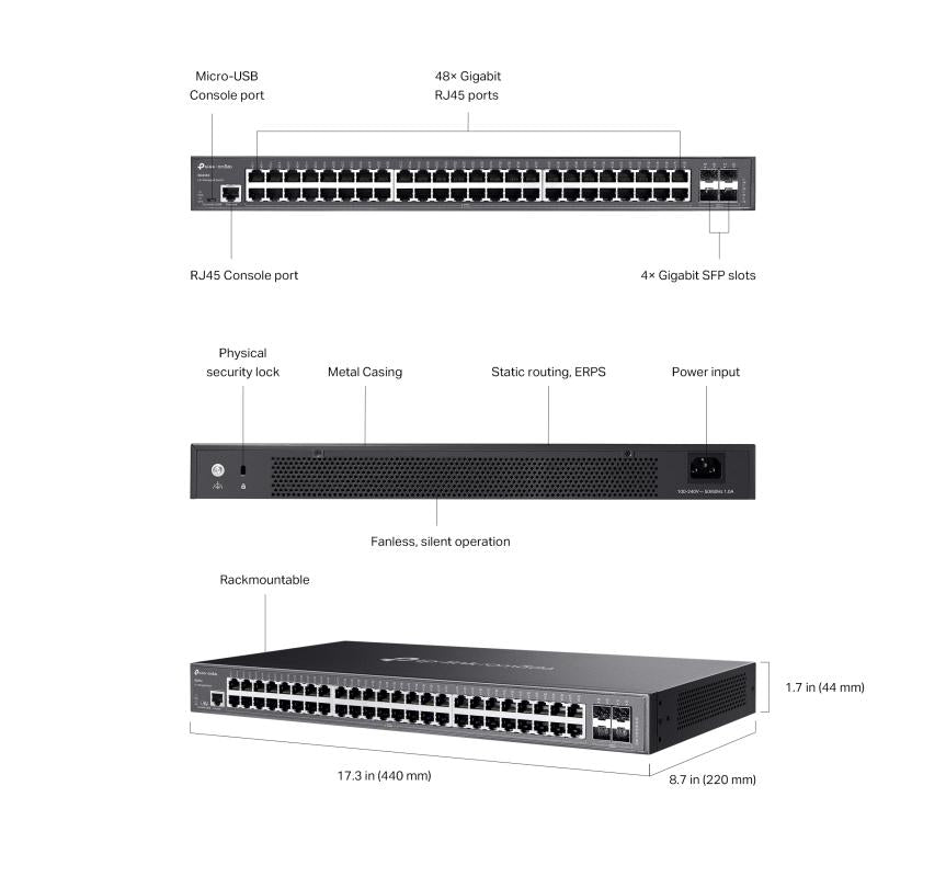 Omada TL-SG3452 - 52-poorts GbE Switch, No PoE budget