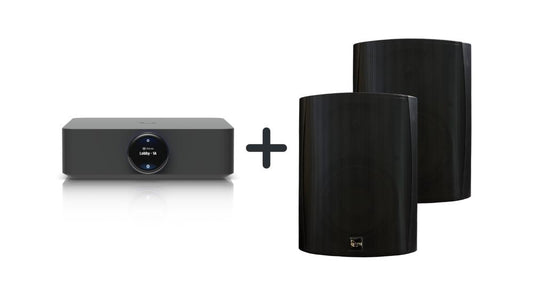 AudioDeal UniFi PowerAmp & 2x TruAudio OL-70V-6BK  Outdoor Speaker (Black Edition)