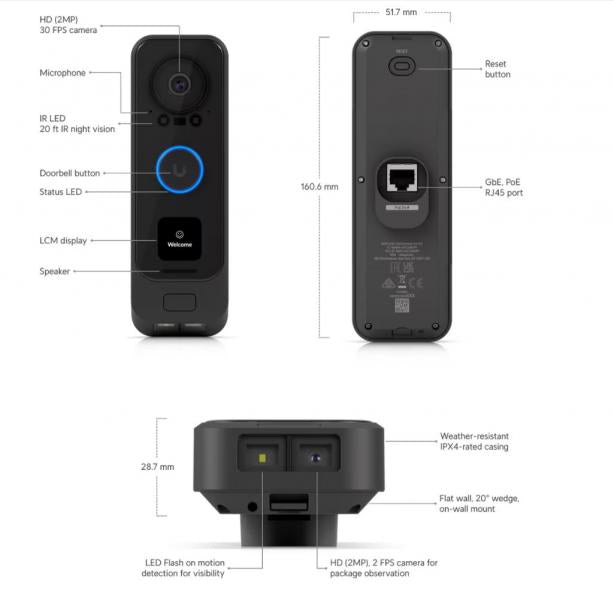 UniFi Protect G4 Doorbell Pro PoE Kit (Black)